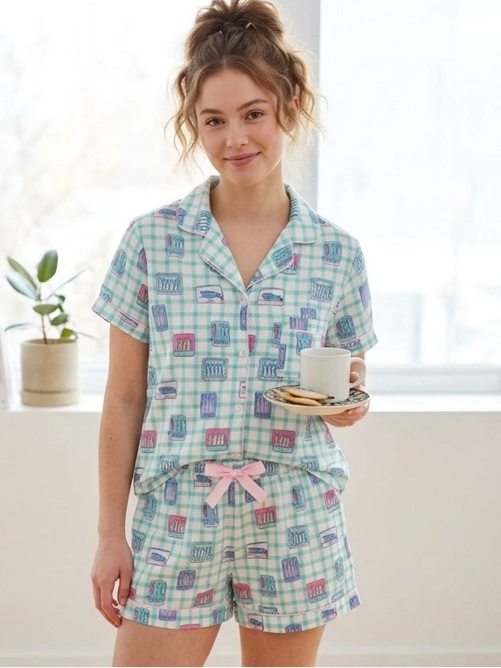 New Sardine Print Short Pajama Set